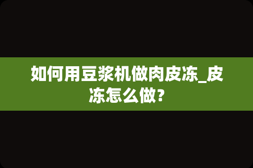 如何用豆浆机做肉皮冻_皮冻怎么做？