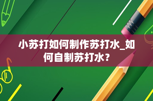 小苏打如何制作苏打水_如何自制苏打水？